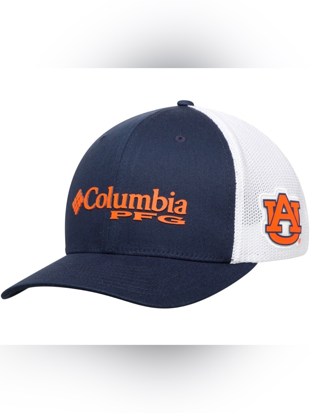 Columbia PFG Auburn University NCAA Fitted Hat Size L/XL Mesh Orange & Blue Cap